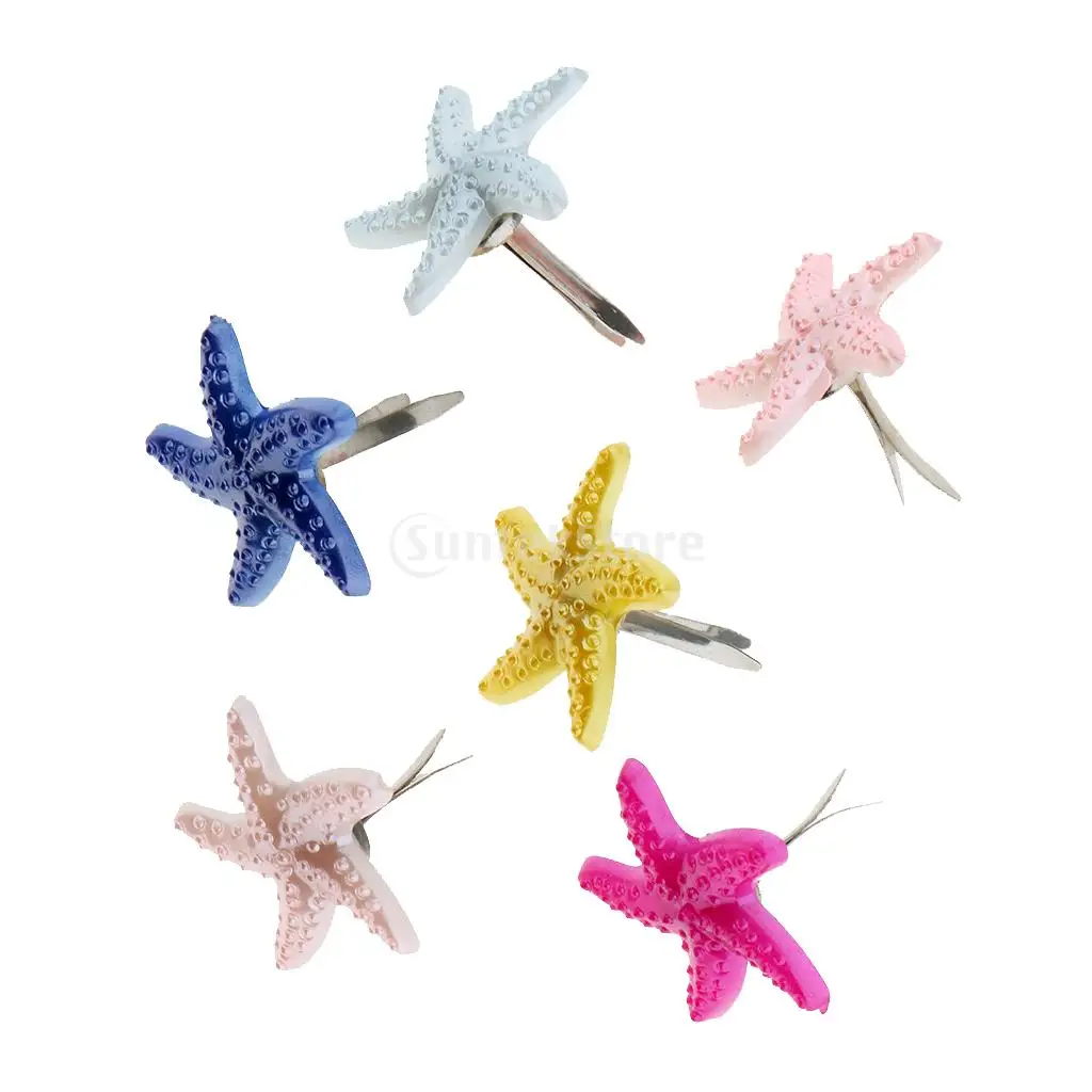 50 Piece Mix Brad Paper Fastener Scrapbooking Starfish Shape Head Metal Embellishments for DIY Craft 19mm