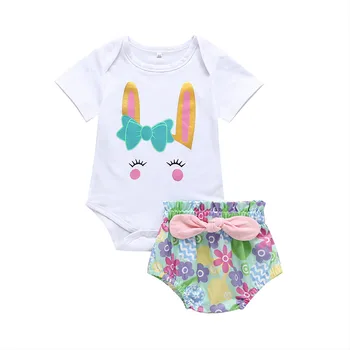 

SZYADEOU Summer Baby Toddler Girls Newborn Cartoon Printed Romper+Floral PP Shorts Outfits Set Infant Girl Clothing Wholesale L4