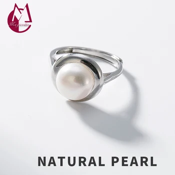 

Natural freshwater pearl Initial LOVE Adjustable Ring 100% 925 Sterling Silver bohemian Jewelry 2019 Women Wedding band Ring R34