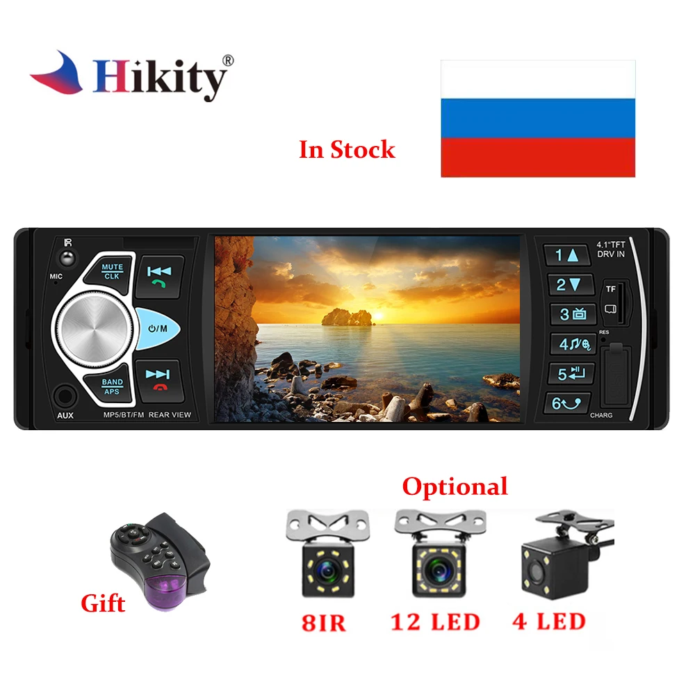 Hikity Car Radio 1 din 4022d FM radio car Auto Audio Stereo Bluetooth Autoradio Support Rear view Camera Steering Wheel Contral