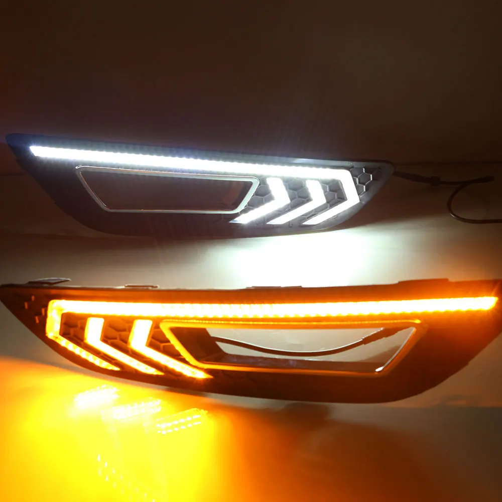 

Daytime Running Light DRL for Ford Focus 2015 2016 White DRL Yellow Turning Light Left Right Fog Light Cover has Wire
