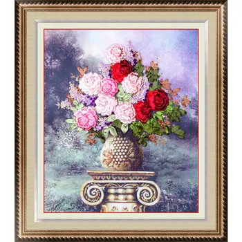 

75X65cm Rose Hall Dream hot needlework 3d cross stitch kit Unfinished Ribbon embroidery painting fashion Home decor
