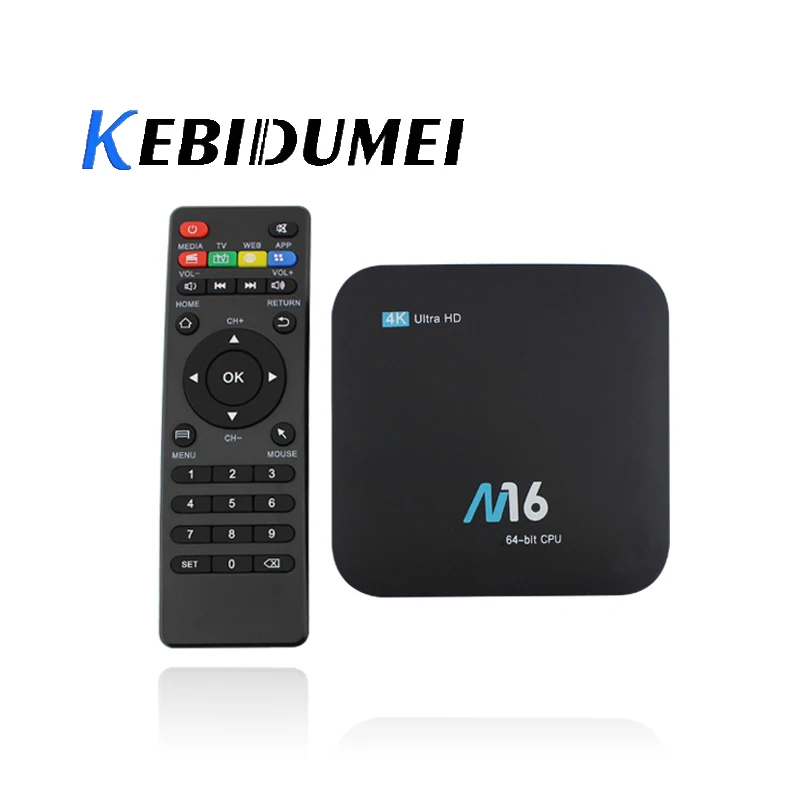 

kebidumei Ultra HD 4K M16 Quad-core TV Box Smart Media Player 1GB RAM 8GB ROM H.265 VP9 HDR10 LAN Intelligent For Multi-language