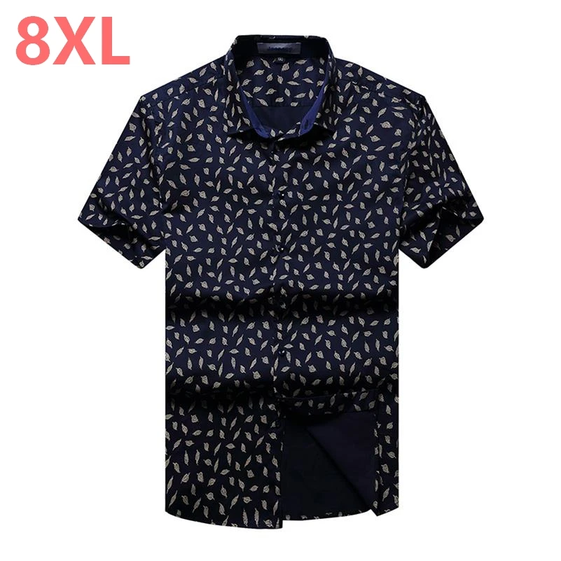 10XL 8XL Мужская 6XL 4X Повседневная рубашка летний Европейский стиль высококачественный модный с цветочным принтом, короткий рукав, деловые мужские рубашки