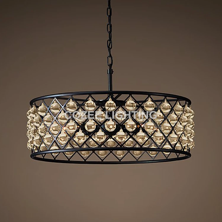 Vintage Glass Drop Chandelier Lamp LED Lighting Crystal Hanging Light lustres de cristal for Living Dining