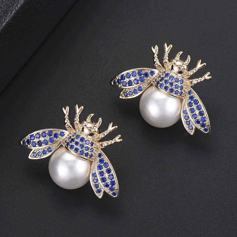 

30*22 mm Unique Women Jewelry Earrings Imitation Pearl CZ Stud Earrings Party fashion jewelry pendientes mujer moda