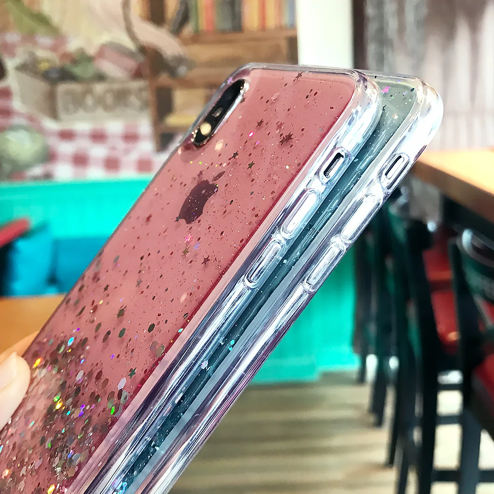 Модный блеск Bling Star чехлы для телефонов iphone 11 Pro MAX XS Max XR X 8 7 6 6splus Мягкий ТПУ блестящий Блестящий Прозрачный чехол