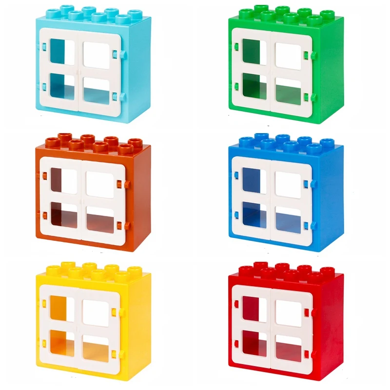 

Legoing Duplo Windom 2 Sides Door Big Size MOC Single Sale Building Blocks Toys for Children Compatible for Duplo Bricks Gifts