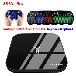 A95X плюс Android 8,1 Smart ТВ Box Amlogic S905Y2 4 ГБ DDR4 32 ГБ Встроенная память 2,4 г/5 г Wi-Fi USB3.0 BT4.2 Поддержка 4 К H.265 Media Player