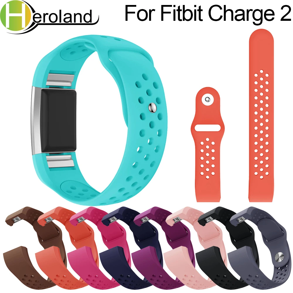 

New Replacement Silicone Soft Silicone WatchBand Wrist Strap For Fitbit Charge 2 Rubber Band Charge2 Heart Rate Smart Round hole