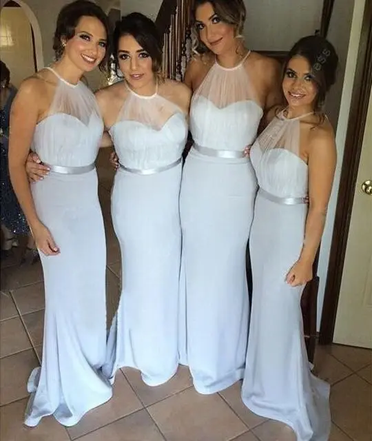 silver satin bridesmaid dresses