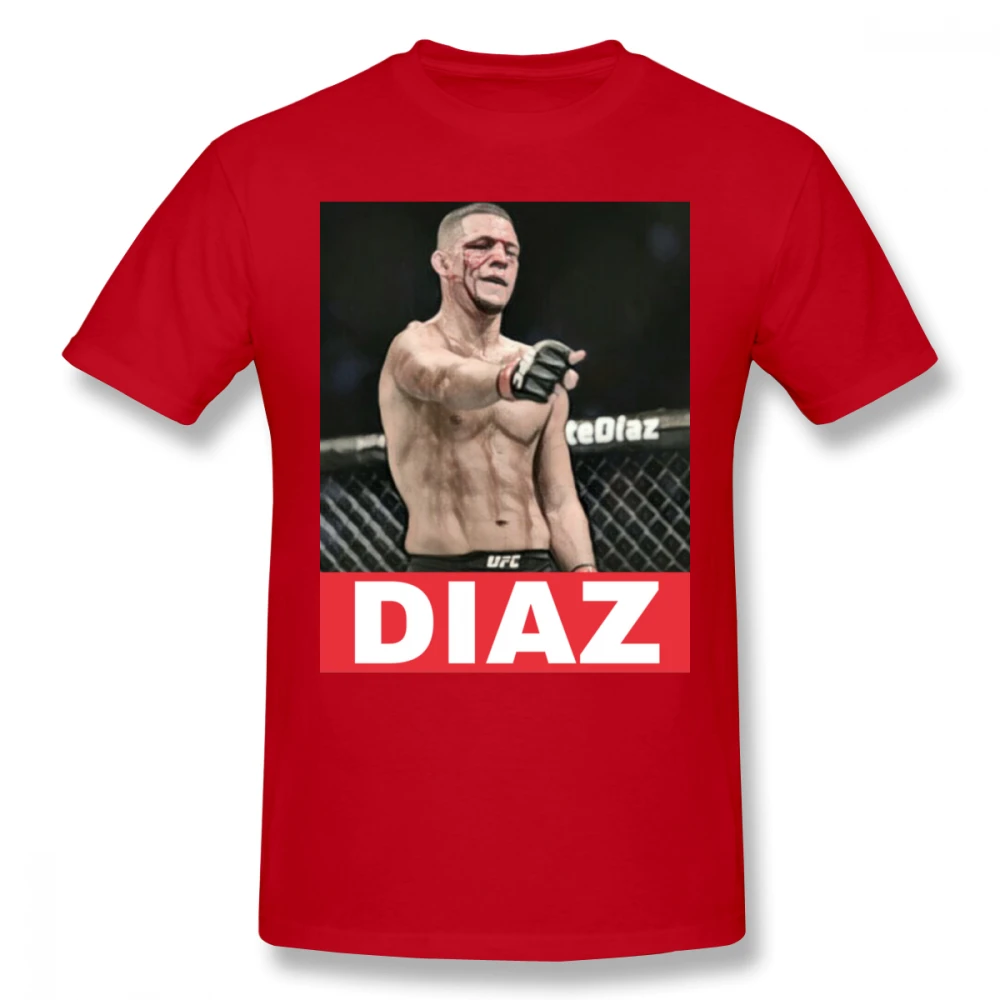 Awesome UFC MMA Fighter Nate Diaz футболка мужская с круглым вырезом и графическим принтом Camiseta футболка большого размера - Цвет: Красный