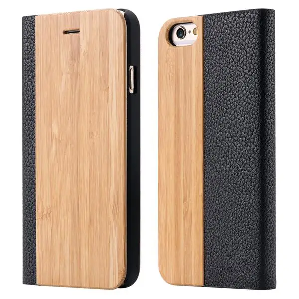 Kisscase для iPhone 7 6 6S плюс реальные деревянные флип чехол для iPhone 6 6S 7 натурального дерева из искусственной кожи стенд Крышка для iPhone 6 6S плюс чехол на айфон 6 6S 7 плюс чехлы на айфон 7 8 6 6S плюс - Цвет: Bamboo