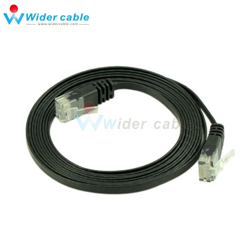 7FT ultra slim flat CAT6 ethernet cable smooth jacket black color