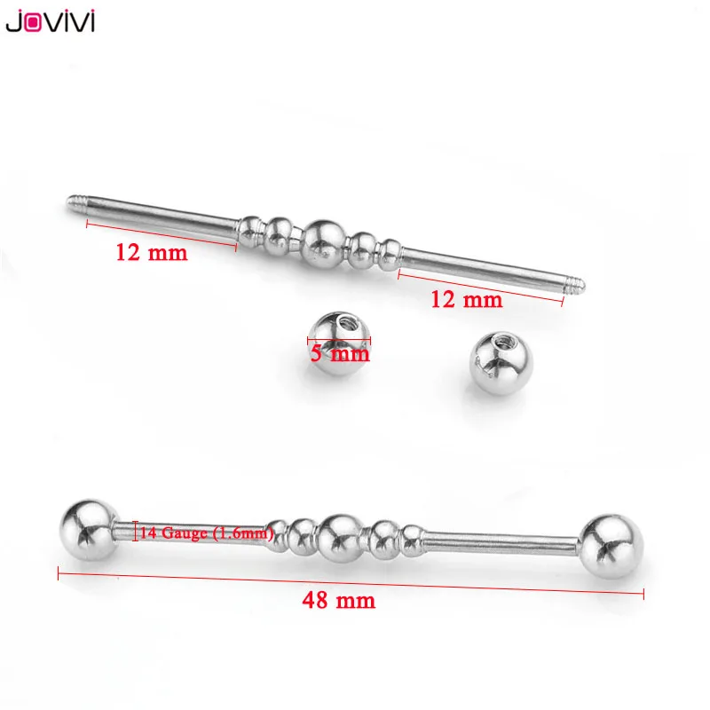 JOVIVI 14Ga длинная промышленная штанга из нержавеющей стали пирсинг хрящевой для уха