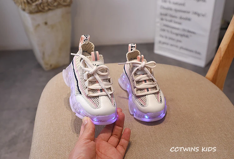 CCTWINS/детская обувь; коллекция 2019 года; Осенняя модная спортивная обувь для девочек; Светодиодный кроссовки с подсветкой; детская дышащая