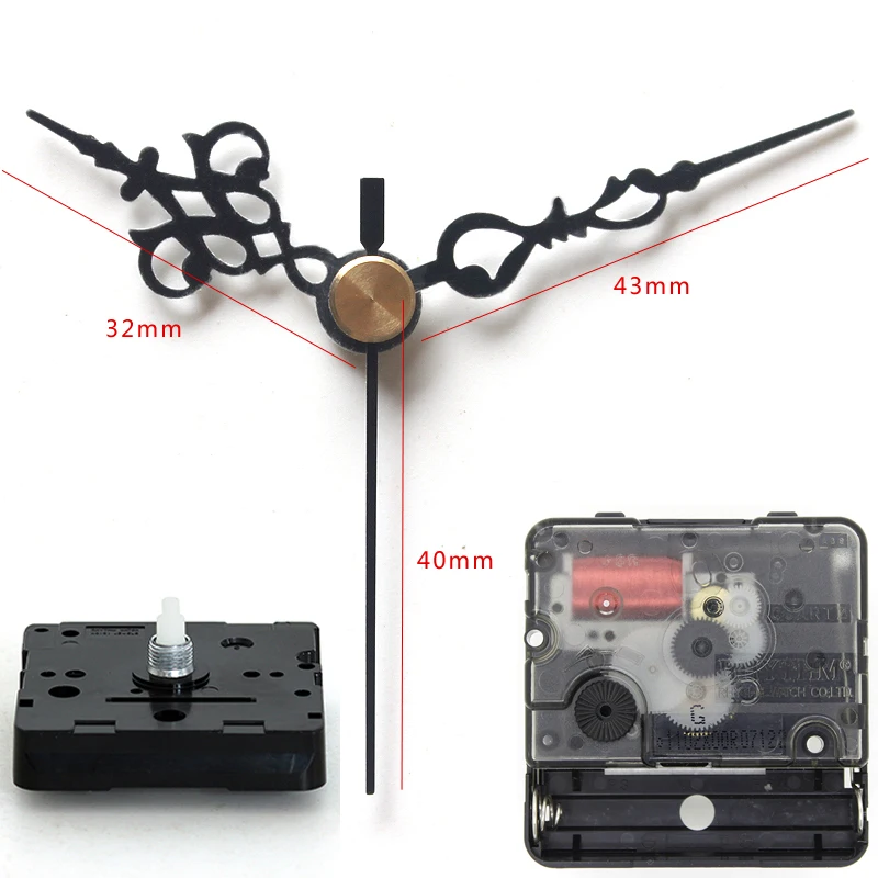 R Plastic Quartz Clock Movement Silent Movement  Sweep Mechanism With 61 Black Short Hands DIY Clock Accessory Kits