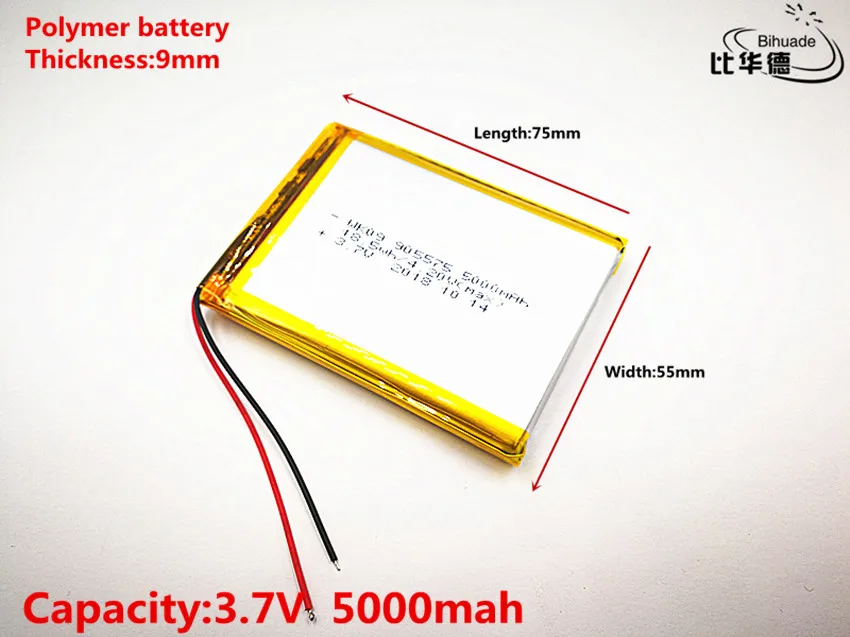 

Good Qulity 3.7V,5000mAH 905575 Polymer lithium ion / Li-ion battery for tablet pc BANK,GPS,mp3,mp4