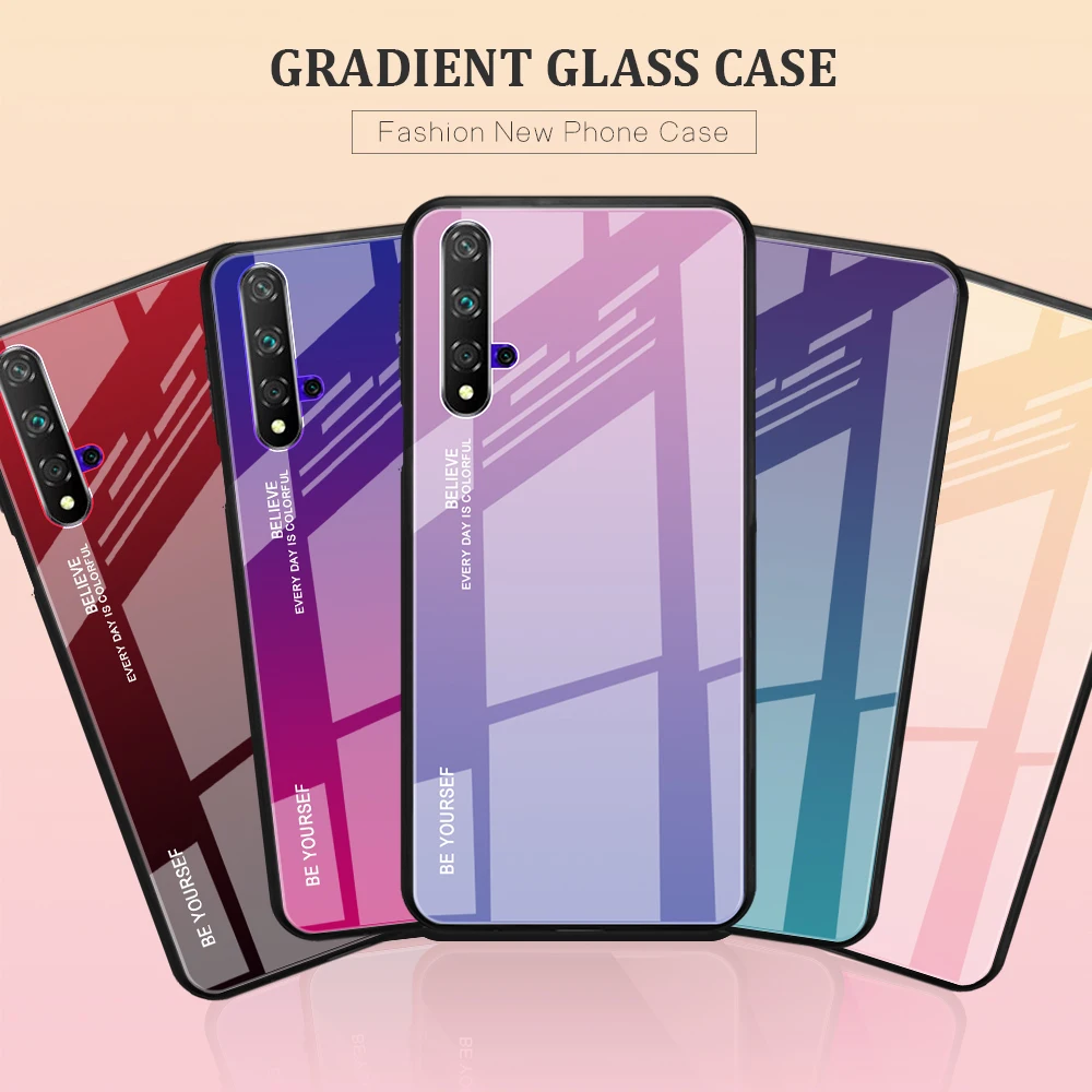 

Case For Huawei Honor 20 Lite Gradient Glass Case for Huawei P Smart Z 2019 Coque Shockprof Cover Honor 8S 8A 20i 10i 9i 8X V20