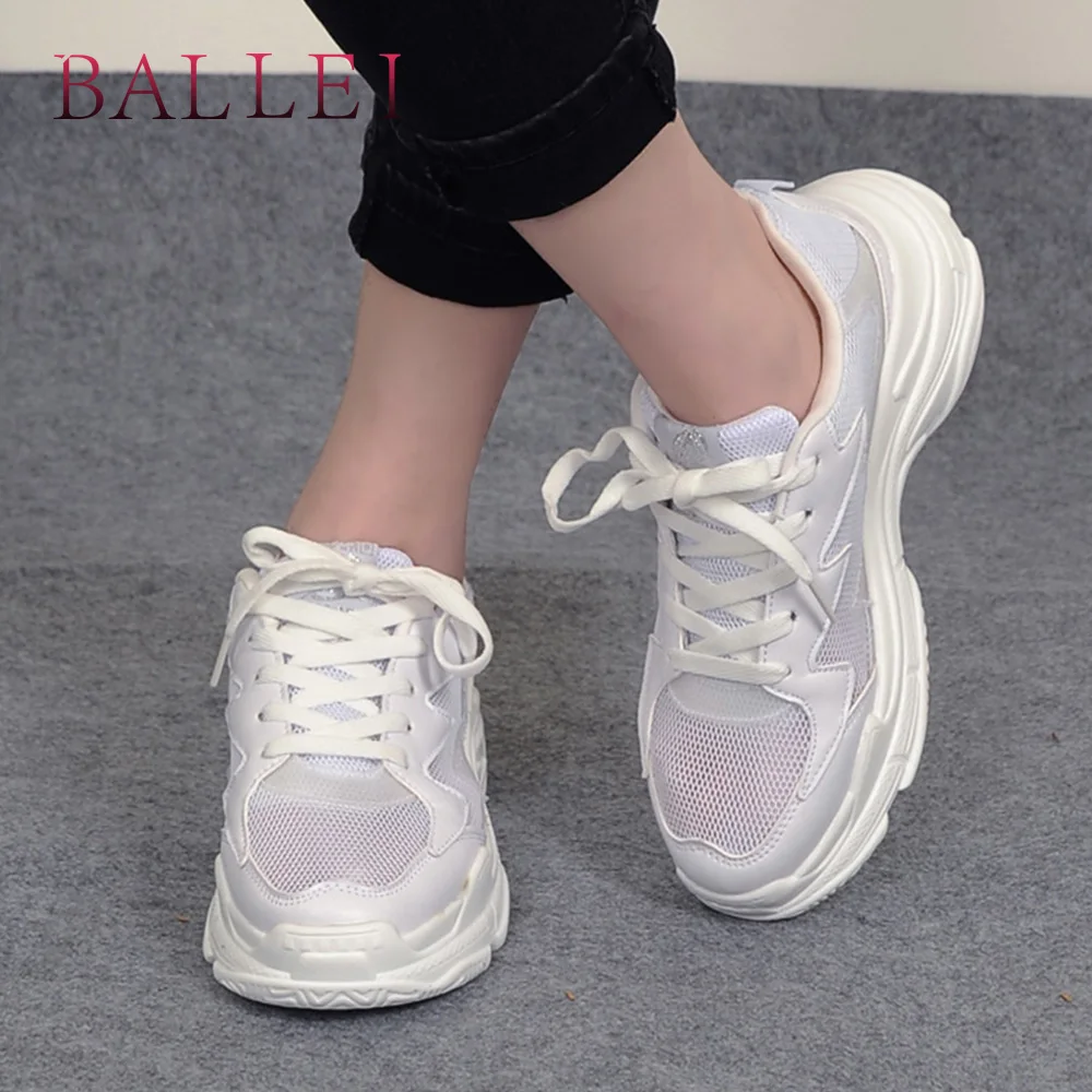 

BALLEI Luxury Woman Fashion Shoes High Quality Genuine Leather Sexy Pointed Toe Thick Heel Shoes Lace-up Solid Causal Shoes N40