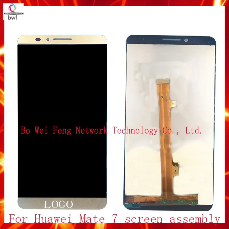 10Pcs/lot DHL 100% Tested For Huawei Mate 7 Lcd Display Assembly Complete+Touch Screen Digitizer Gold Black White Free Shipping