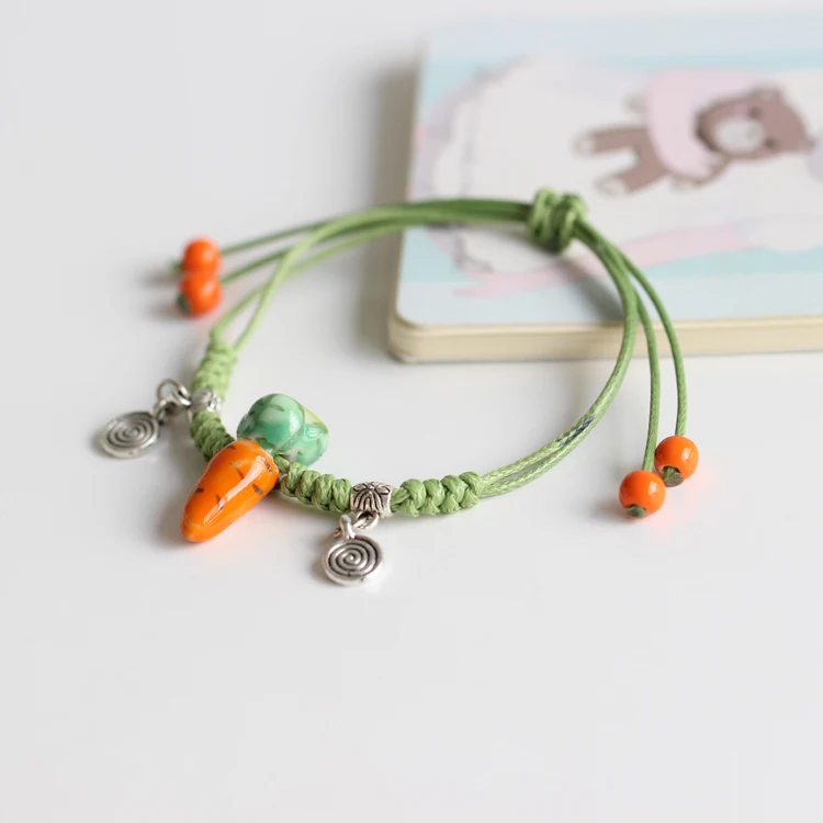 

High Quality Manual Carved Exquisite White Clay Ceramic Chinese Style Hand-Woven Bracelet Adorn Article Free Shipping #1073