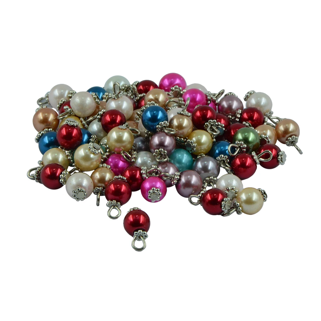 100pcs Assorted Colors Charms Glass Pearl Pendant for Dangle Earring Bracelet Jewelry Making Accessories 14 x 8 mm