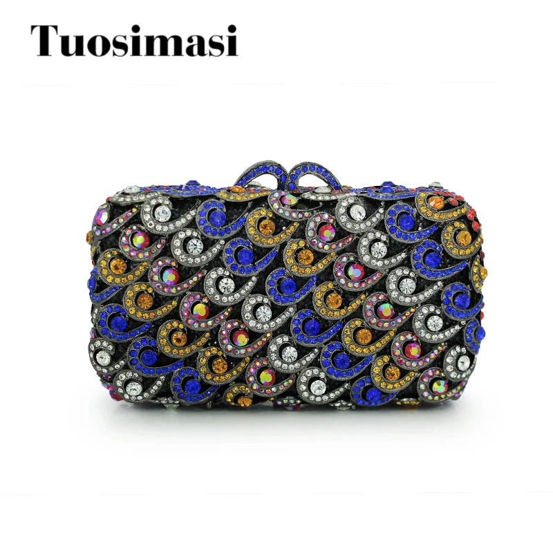 Popular luxury evening bags Sparkly Crystal women Clutch bags Colorful