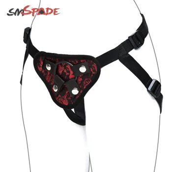 SMSPADE Seduction Black With Red Lace Strapon Dildos Harness Lesbian Couples Sex Products Adult Game Sex Toy 2