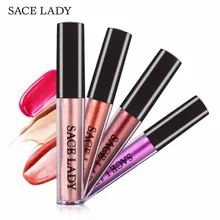 

SACE LADY 4 Colors Set Metallic Lip Gloss Waterproof Shimmer Lipgloss Kit Long-lasting Paint Liquid Lipstick Red Tint Makeup