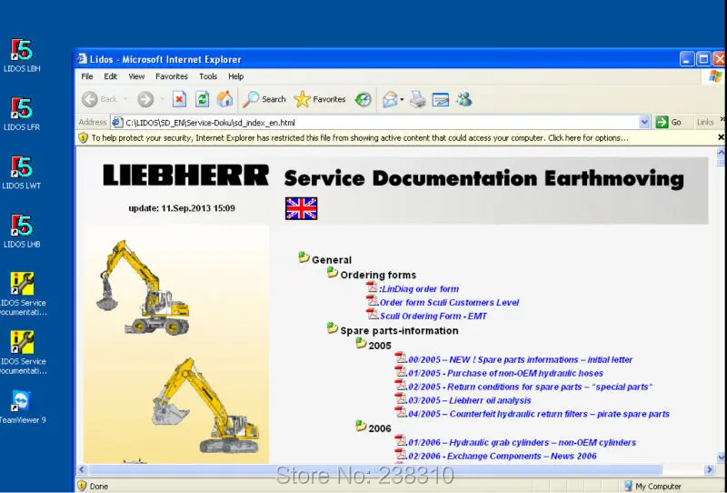 

For Liebherr Lidos parts and services information 2013.01 VMware installation and Full activation free shipping by DHL
