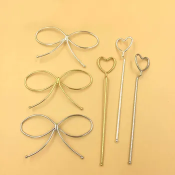

Retro Hairstick Hairwear Blank Findings Wired Filigree Bowknot Women's Bride Bridesmaid Hair Clips DIY Hair Jewelry Making 125mm