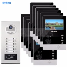 DIYSECUR 4," видеодомофон дверной звонок видео домофон 700 TVLine ИК камера Встроенный RFID считыватель для 12 семей Квартиры