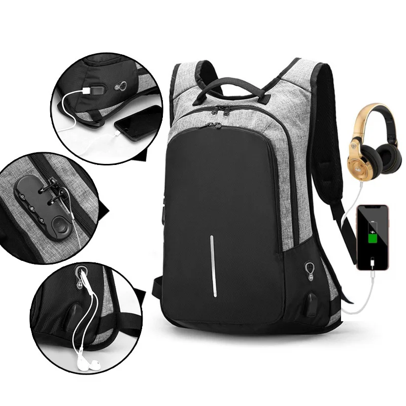 

Fashion Travel 15.6 Inch Laptop Backpacks Large Capacity Waterproof Men's Backpack Notebook USB Anti Theft Backpack Male Mochila