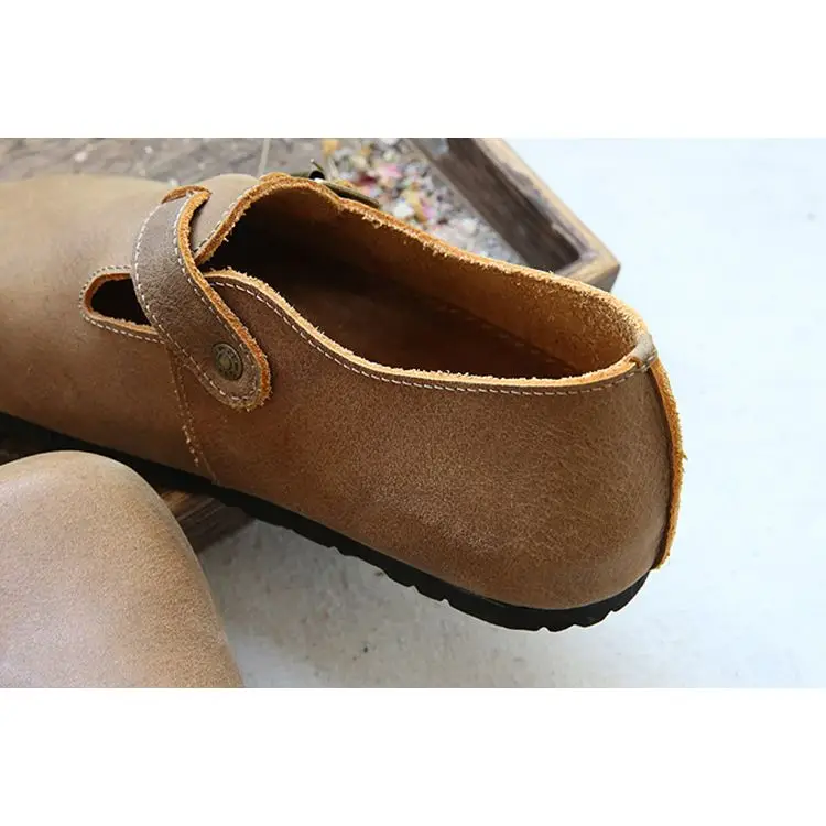 HUIFENGAZURRCS-обувь из натуральной кожи оригинальная обувь ручной работы женские тонкие туфли с круглым носком на плоской подошве в стиле ретро с мелкой пряжкой