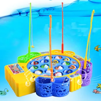 

Hot Selling Fishing Game Toy Set Music Rotating Board 4 Fishing Poles Game for Children