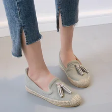 Весенне-осенние женские дышащие Эспадрильи с бахромой; женские нескользящие комфортные лоферы; модная женская обувь