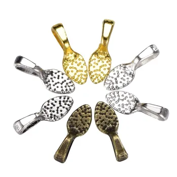 

50pcs Spoon DIY Oval Leaf Jewelry Scrabble Glue On Earring Bails For Fitting Glass Cabochon Tiles Pendants 15mm x 5mm