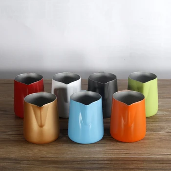 

Stainless Steel Espresso Coffee Pitcher Barista Craft Coffee Latte Non-stick coating Milk Frothing Jug Colorful Mugs 350ml