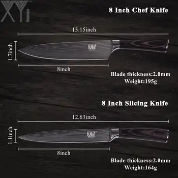 XYj Multi-purpose Stainless Steel Knives Sets Sharp&Durable Kitchen Knive Set Chef Slicer Santoku Knife Exquisite Kitchen Gift