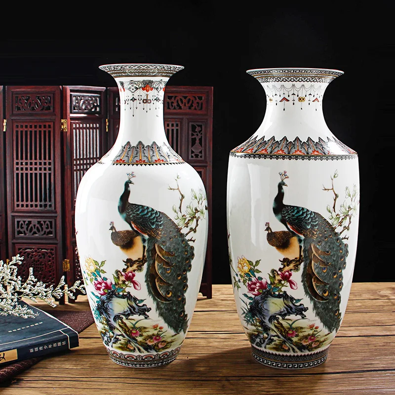 Антикварная ваза Jingdezhen с павлином модель беличьего Журавля предметы мебели для