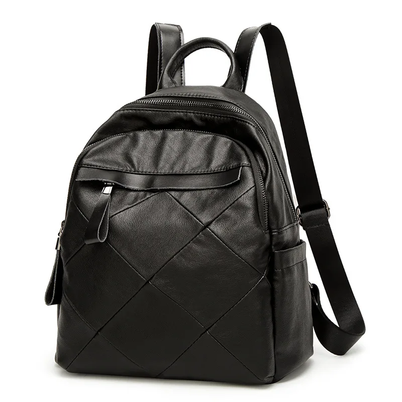 

2017 New Arrival Black Genuine Leather Mochila Feminina Fashion School Bags Ladies Solid Backpack Cowhide Women Backpack 45BK176