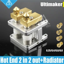 3D printer Heaterblock Ultimaker 2+UM2 Extended double Olsson block kit interchangeable nozzle+Heat Sink hotend for 1.75/3mm 3D printer Heaterblock Ultimaker 2+UM2 Extended double Olsson block kit interchangeable nozzle+Heat Sink hotend for 1.75/3mm