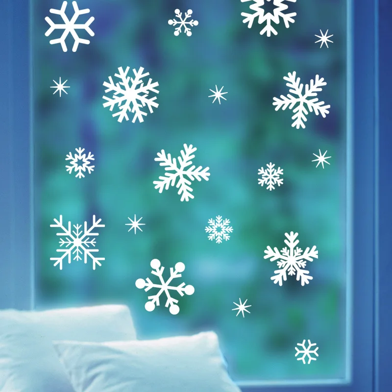 CH-59 Christmas and Xmas Snowflake Flakes Frozen Window Glass Wall Sticker Layout Window Decorative Wall Sticker Window Grilles
