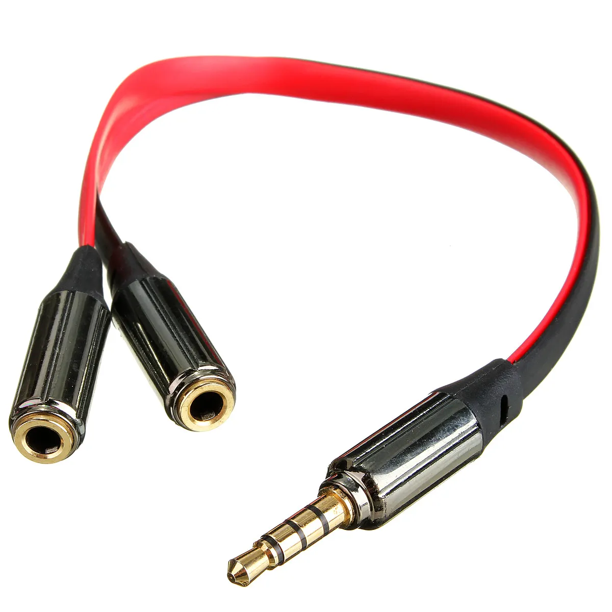  3.5mm Gold Paint Earphone Jack Plug 1 Male to 2 Female Audio Splitter Connecter Adapter For Mobile Phone Extension Cable Cord 