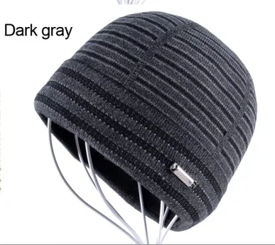 Шапка мужская зимняя бини для плюс бархатная шапка вязанные зимние шапки для мужчин тюбитейка для мужчин - Цвет: Темно-серый