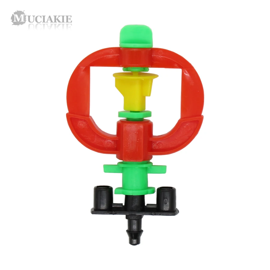 

MUCIAKIE 2PCS 360 Degrees Rotating Sprinkler Nozzle w/ 1/4'' Barb Connecter Drizzle Water Flow Lawn Greenhouse Garden Irrigation