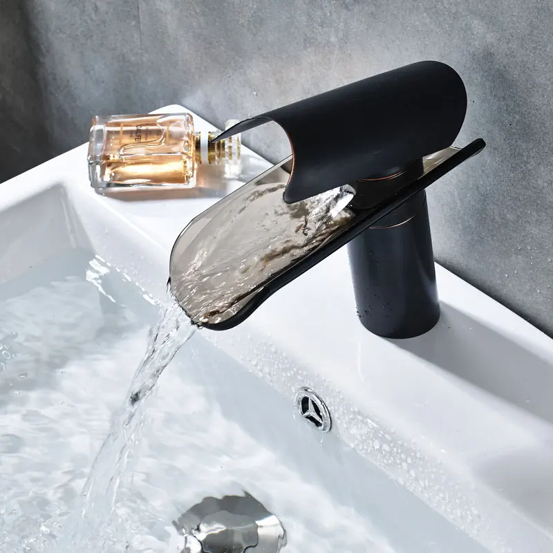 Suguword смеситель для ванной комнаты современный стеклянный водопад современный латунный Смеситель для раковины кран-водопад