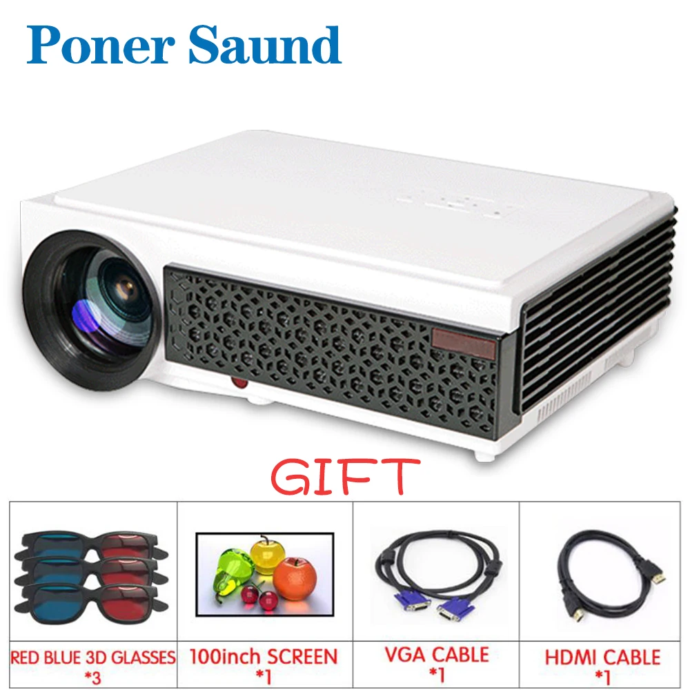 Poner Saund 96 زائد جهاز عرض (بروجكتور) ليد كامل HD 1080 P الروبوت العارض Wifi 3D الفيديو الذكية للمنزل مسرح هدايا مجانية proyector Hdmi