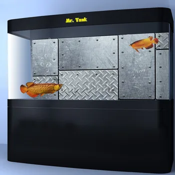 

Custom Size Aquarium Background Poster With Self-Adhesive Forest Stainless Steel Creative PVC Fish Tank Wallpaper Ornament